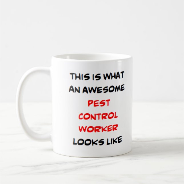 pest control worker, awesome coffee mug (Left)