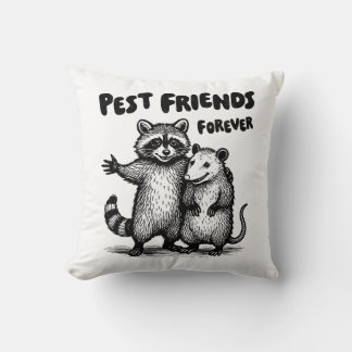 Pest Friends Forever Black Print Cushion