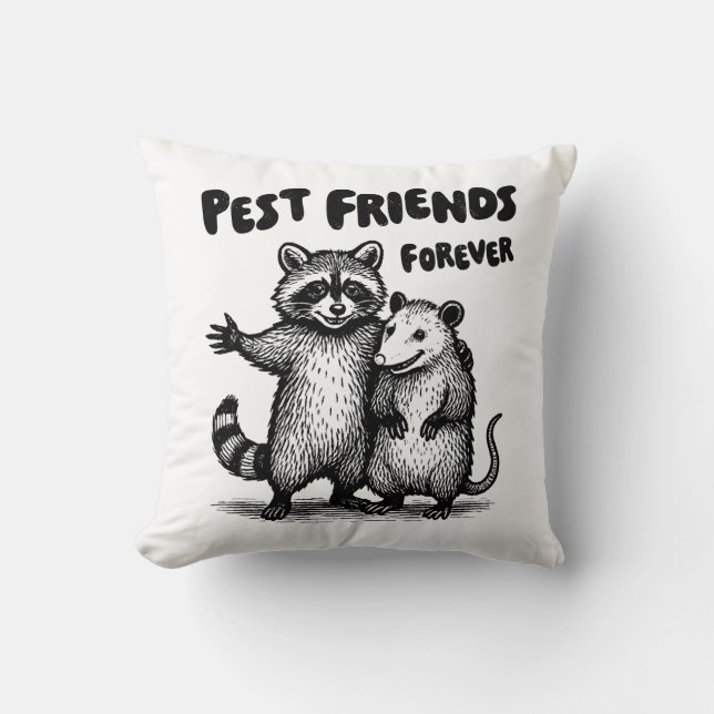 Pest Friends Forever Black Print Cushion (Front)