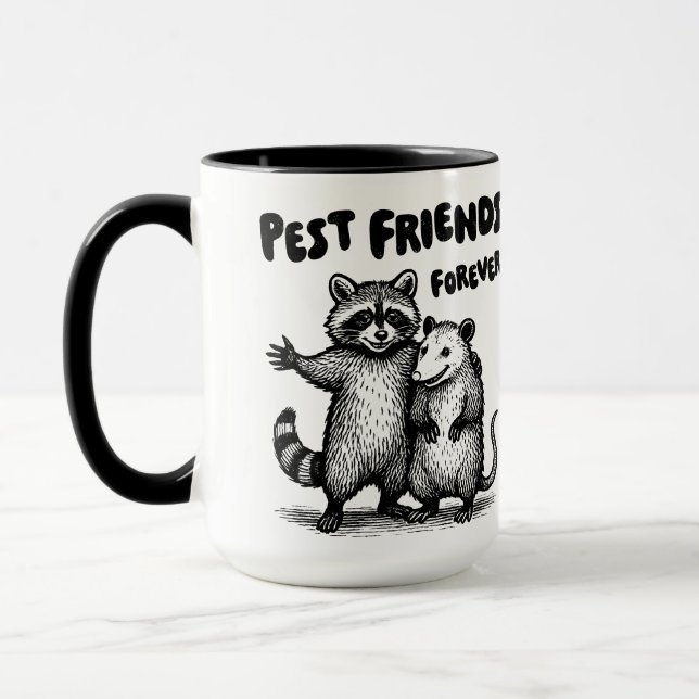 Pest Friends Forever Black Print Mug (Left)