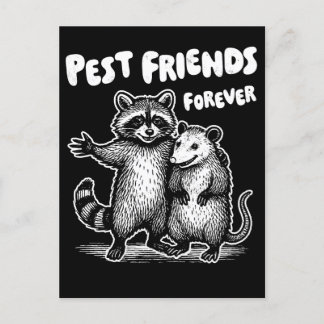 Pest Friends Forever White Print Holiday Postcard