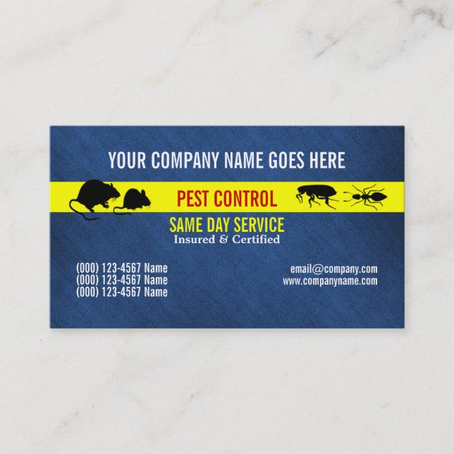 Pest Vermin Control Personalise Business Card (Front)