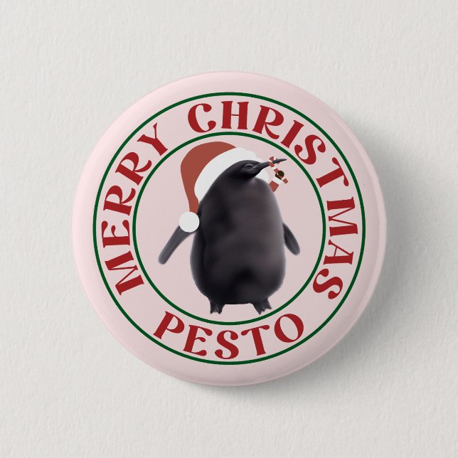 Pesto Penguin Christmas  6 Cm Round Badge (Front)
