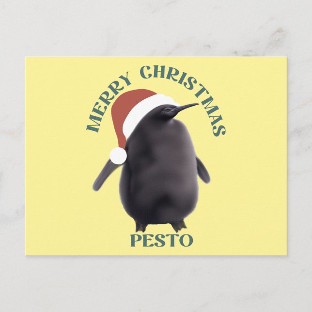 Pesto Penguin Christmas Postcard (Front)