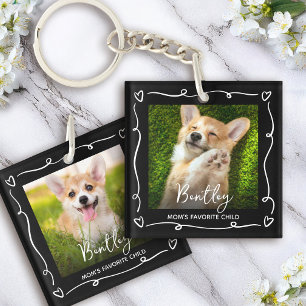 Pet 2 Photo Doodles Heart Mum Favourite Child Blac Key Ring