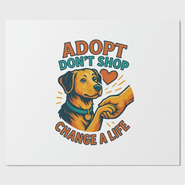 Pet Adopt Love Tee Wrapping Paper (Flat)