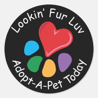 Pet Adoption_Heart-Paw_Lookin' Fur Luv Classic Round Sticker