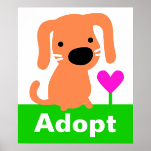Pet Adoption - Orange Dog & Heart Poster