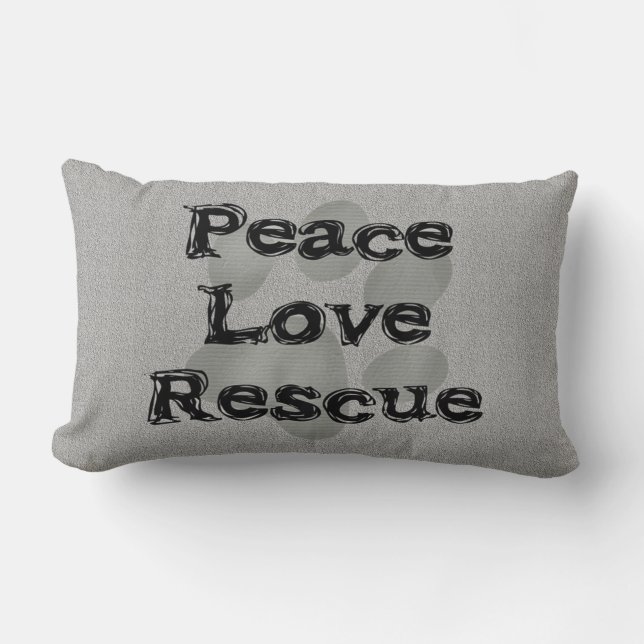 Pet Adoption Peace Love Rescue Lumbar Cushion (Front)