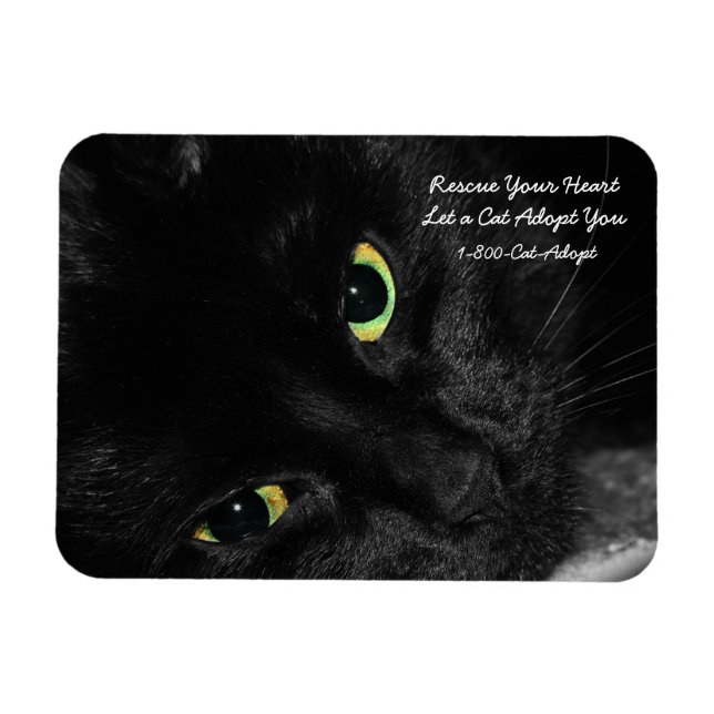 Pet Adoption Rescue Your Heart Adopt a Black Cat Magnet (Horizontal)