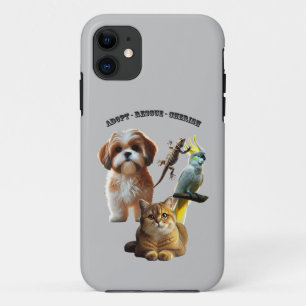 Pet Adoption with Dog, Cat, Bird, and Lizard URM Case-Mate iPhone Case