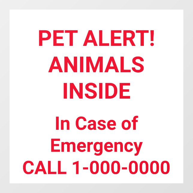 PET ALERT! Bright Red Letters (Sheet)