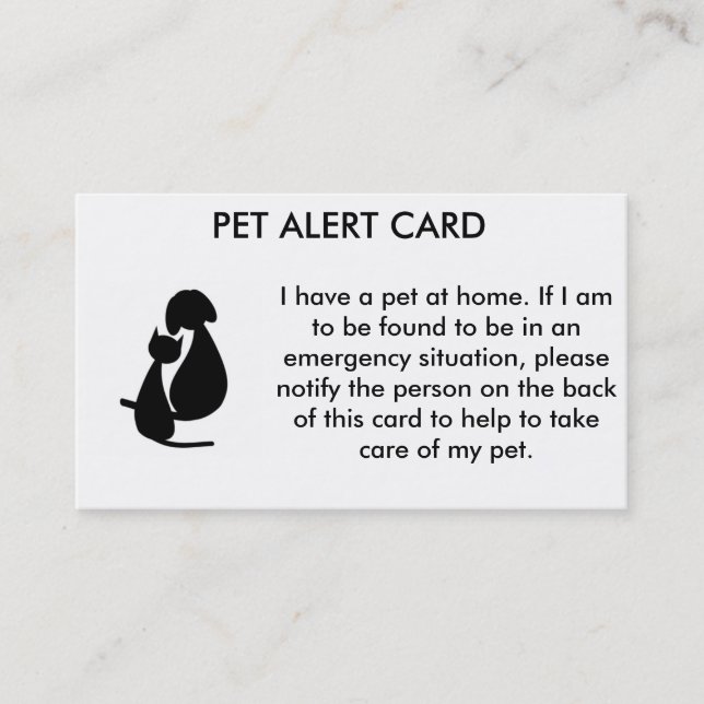 Pet Alert Card (Front)