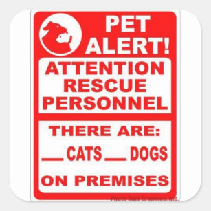 Pet Alert Square Sticker