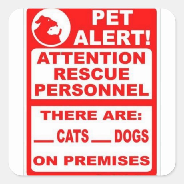 Pet Alert Square Sticker (Front)