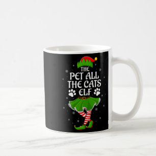 Pet All The Cats Elf Christmas Girls Women Elf Squ Coffee Mug