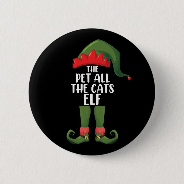 Pet All the Cats Elf Matching Family Christmas  6 Cm Round Badge (Front)