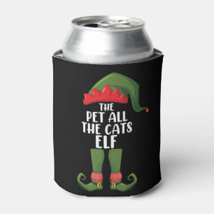 Pet All the Cats Elf Matching Family Christmas  Can Cooler