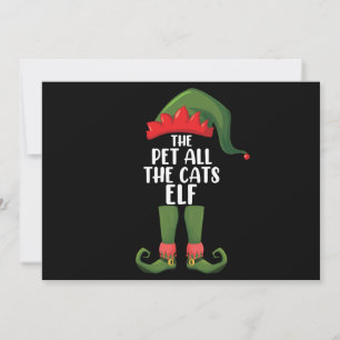 Pet All the Cats Elf Matching Family Christmas  Invitation