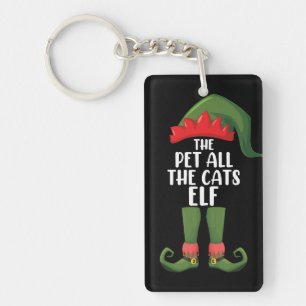 Pet All the Cats Elf Matching Family Christmas Key Ring