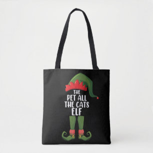 Pet All the Cats Elf Matching Family Christmas Tote Bag