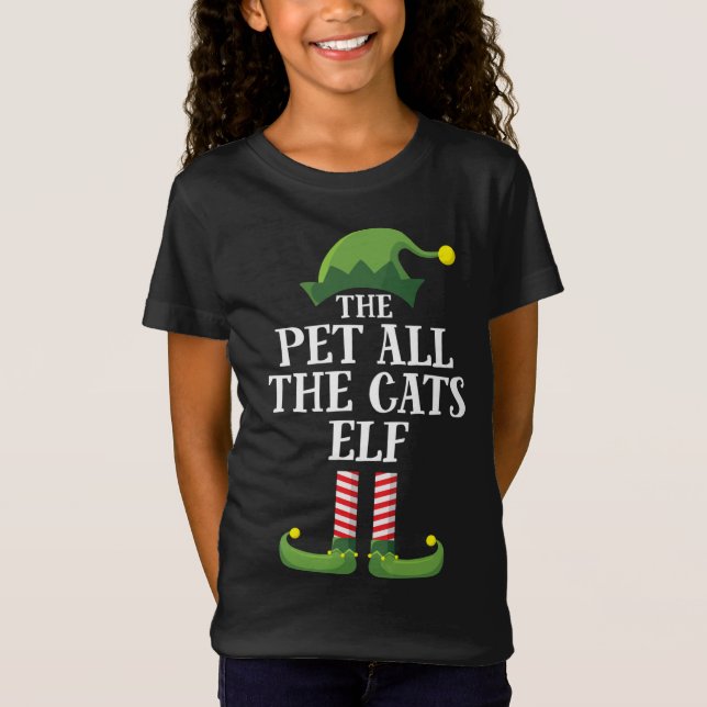 Pet All The Cats Elf Matching Family Group Christm T-Shirt (Front)