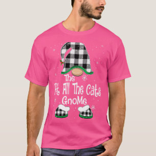 Pet All The Cats Gnome Buffalo Plaid Matching Fami T-Shirt