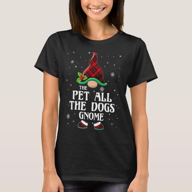 Pet All The Dogs Gnome Red Plaid Matching Family C T-Shirt (Front)