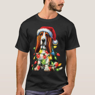 Pet Animal Basset Hound Dog Lover Santa hat Christ T-Shirt
