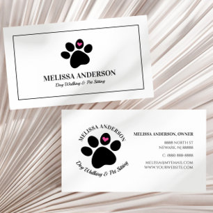 Pet Animal Dog Cat Paw Heart Custom Business Card