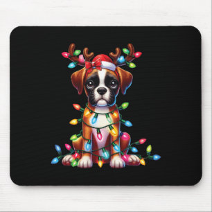 Pet Animal Lovers Cute Boxer Dog Reindeer Antlers Mouse Pad