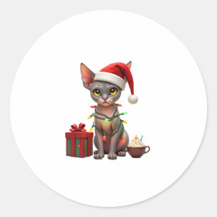 Pet Animal Lovers Cute Sphynx cat Reindeer Antlers Classic Round Sticker