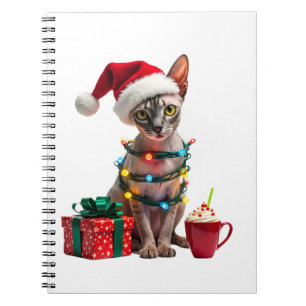 Pet Animal Lovers Cute Sphynx cat Reindeer Antlers Notebook
