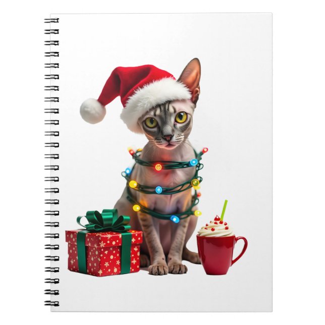 Pet Animal Lovers Cute Sphynx cat Reindeer Antlers Notebook (Front)