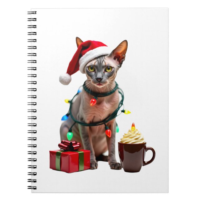 Pet Animal Lovers Cute Sphynx cat Reindeer Antlers Notebook (Front)