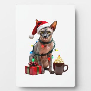 Pet Animal Lovers Cute Sphynx cat Reindeer Antlers Plaque