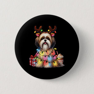 Pet Animal Lovers Shih Tzu Dogs Reindeer Antlers C 6 Cm Round Badge