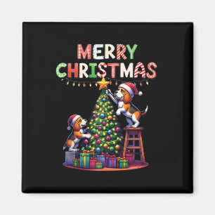 Pet Animal Lovers Xmas Beagle Dogs Decorating Chri Magnet