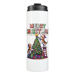 Pet Animal Lovers Xmas Beagle Dogs Decorating Chri Thermal Tumbler