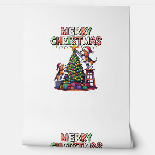 Pet Animal Lovers Xmas Beagle Dogs Decorating Chri Wallpaper