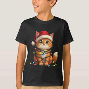 Pet Animal Ragdoll Cat Lover Santa Hat Christmas L T-Shirt