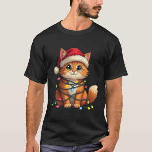 Pet Animal Ragdoll Cat Lover Santa Hat Christmas L T-Shirt