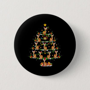 Pet Animal Xmas Lights Santa A  6 Cm Round Badge
