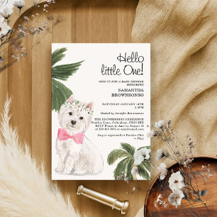 Pet Baby Shower Girl Tropical Westie Dog Invitation