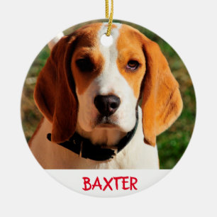 Pet Beagle Dog Photo Personalized Ceramic Tree Decoration