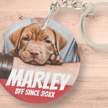 Pet BFF Best friend Photo Modern Cool Simple Key Ring<br><div class="desc">Design is simple with a simple colour background and sans serif typography for a superhero look.</div>