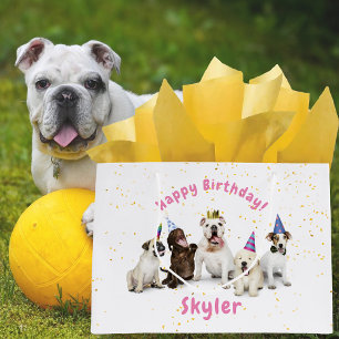 Pet Birthday Dog Celebration   Pink Large Gift Bag