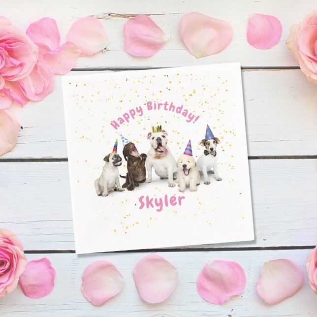 Pet Birthday Dog Celebration | Pink Napkin (Creator Uploaded)