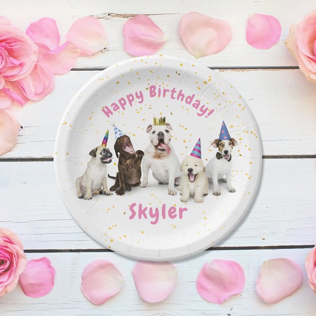 Pet Birthday Dog Celebration | Pink Paper Plate (Creator Uploaded)