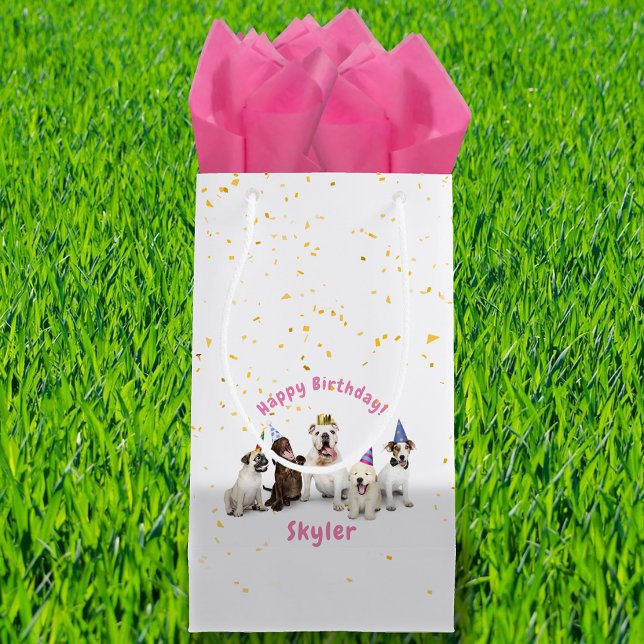 Pet Birthday Dog Celebration | Pink Small Gift Bag (Creator Uploaded)